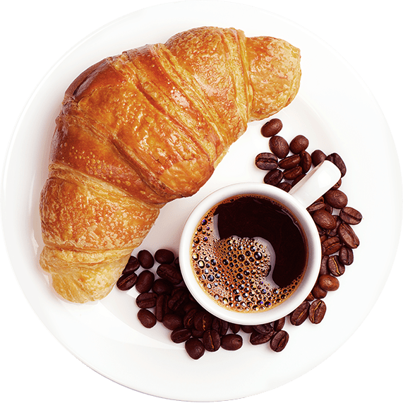 croissant with coffee cup in a plate