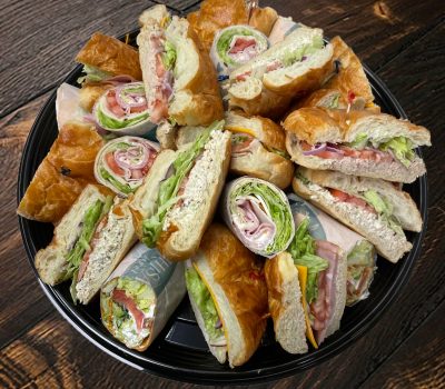 Catering Sandwich wood background
